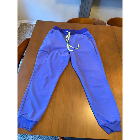 FIGS Women's HW Zamora Jogger Scrub Pants Lavender Neon Drawstring Size L - Picture 1 of 6